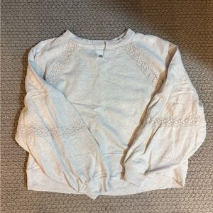 Aerie Cream hey crochet sweatshirt
